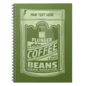 Plunger koffie pop art food verpakking illustratie notitieboek (Voorkant)