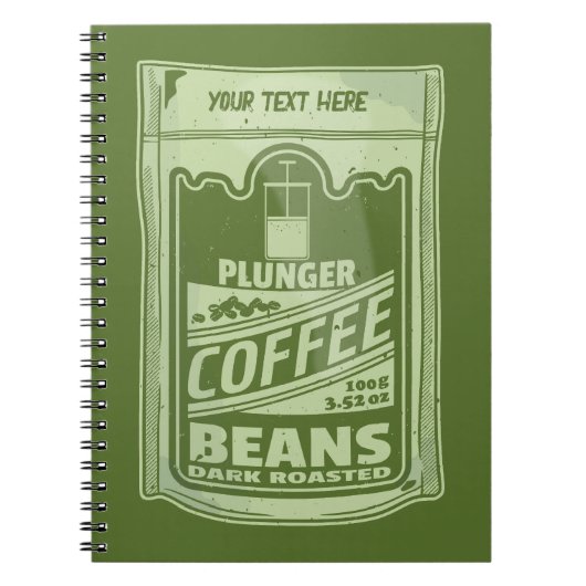 Plunger koffie pop art food verpakking illustratie notitieboek (Voorkant)