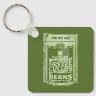 Plunger koffie pop art food verpakking illustratie sleutelhanger