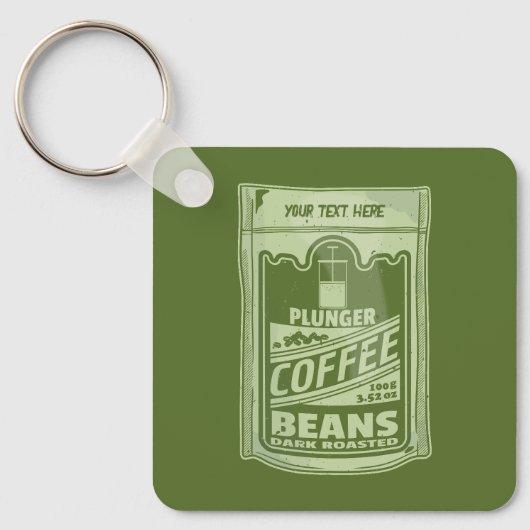 Plunger koffie pop art food verpakking illustratie sleutelhanger (Voorkant)