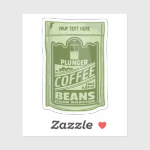 Plunger koffie pop art food verpakking illustratie sticker