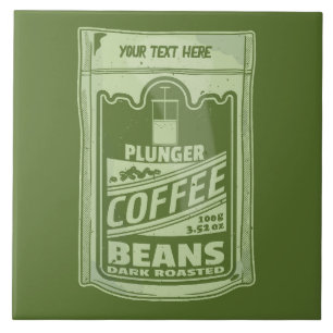 Plunger koffie pop art food verpakking illustratie tegeltje