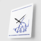Plunger wrijven Kitty Cat Badkamer Toile Look Vierkante Klok (Hoek)