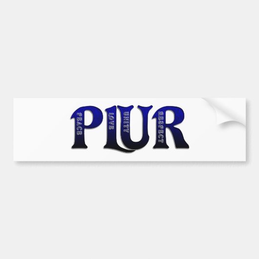 PLUR Blue Bumpersticker (Voorkant)