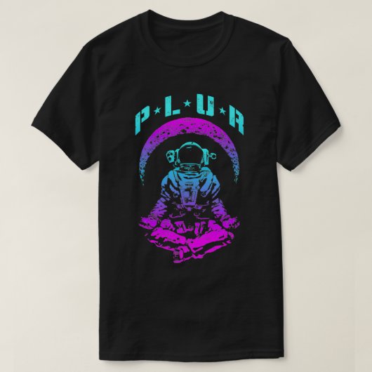 PLUR Eenheid Respect Techno Rave EDM Astronaut T-shirt (Design voorkant)