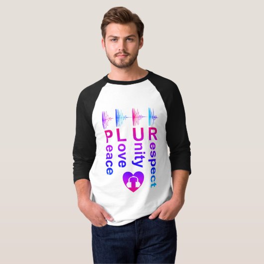 PLUR (Peace Love Unity Respect) 3/4 Sleeve Shirt (Voorkant volledig)