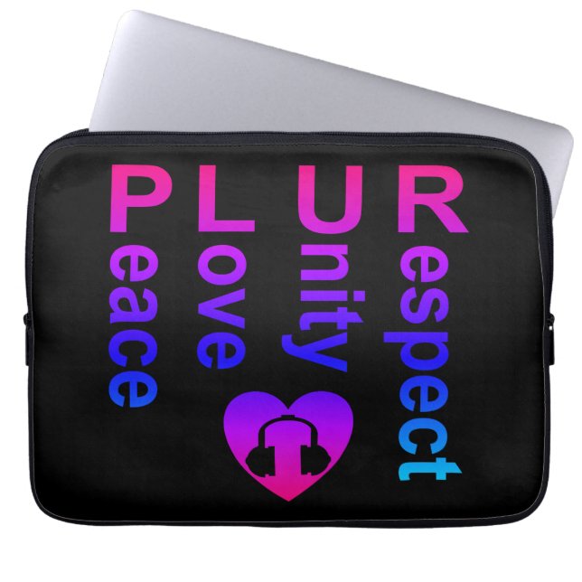 PLUR (Peace Love Unity Respect) Laptop Sleeve (Voorkant)