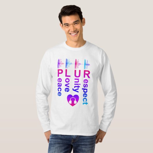PLUR (Peace Love Unity Respect) Shirt met lange mo (Voorkant volledig)