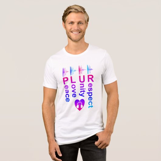 PLUR (Peace Love Unity Respect) Tri-Blend Shirt (Voorkant volledig)