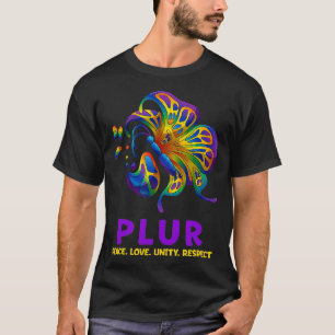 PLUR Vlinder Eenheid Respect EDM House Techno DJ T-shirt