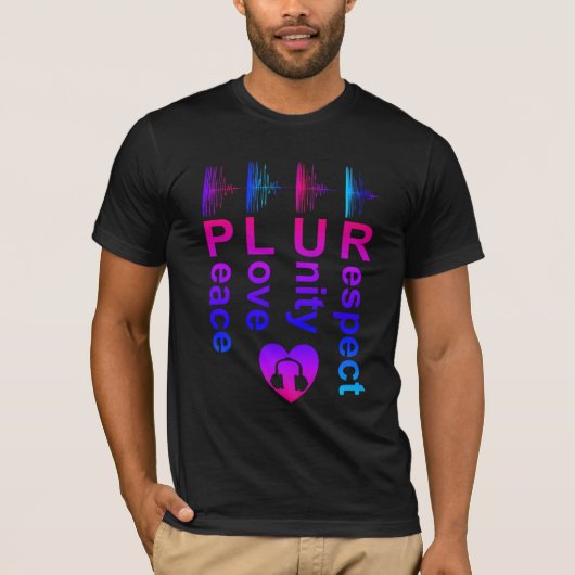 PLUR (Vrede Liefde Eenheid Respect) T-shirt (Voorkant)