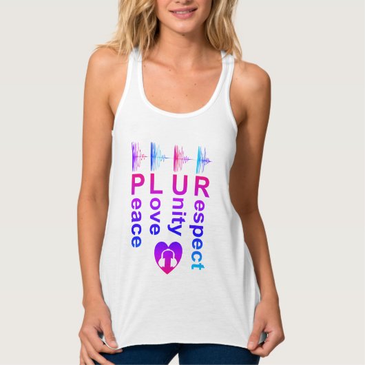 PLUR (Vrede Liefde Eenheid Respect) Tanktop (Voorkant)