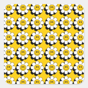 Plural Smiley Face Flower Sticker