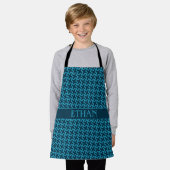 Plus blauw donker minimaal patroon schort (Gedragen)