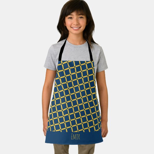 Plus blauw geel minimal patroon schort (Insitu)