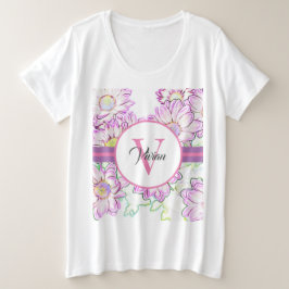 Plus formaat Monogrammed White en Paars T-shirt