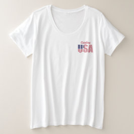 Plus formaat Patriottic USA Comfy White T-Shirt