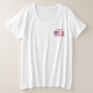 Plus formaat Patriottic USA Comfy White T-Shirt
