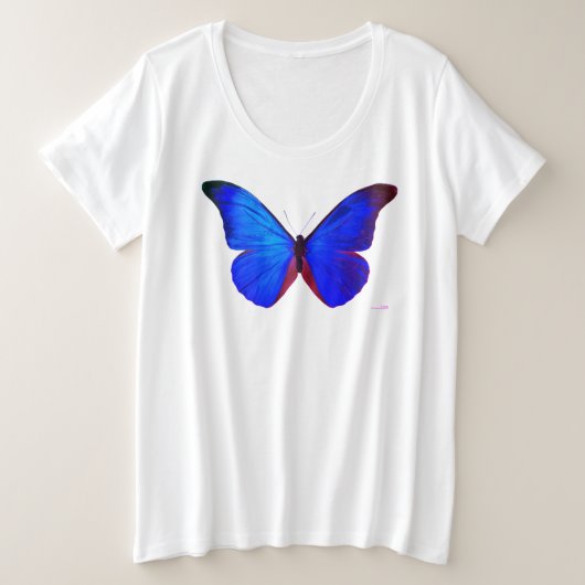 PLUS GROOTTE AANGEPASTE T-SIRT KATOEN BUTTERFLY ON GROTE MAAT T-SHIRT (Design voorkant)
