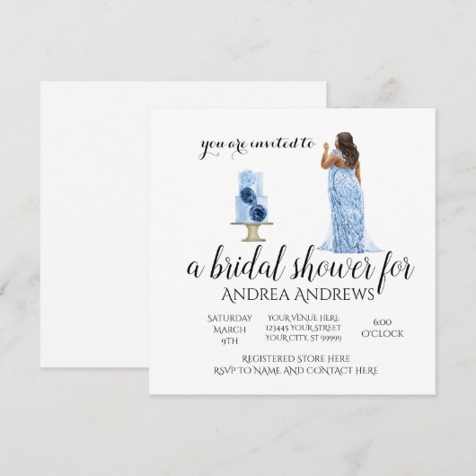 Plus Grootte Bride Floral Bridal Shower Uitnodigin Kaart (Voorkant / Achterkant)