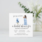 Plus Grootte Bride Floral Bridal Shower Uitnodigin Kaart (Staand voorkant)