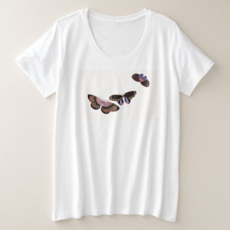 PLUS GROOTTE KATOEN T-Shirt BUTTERFLIES AANGEPASTE