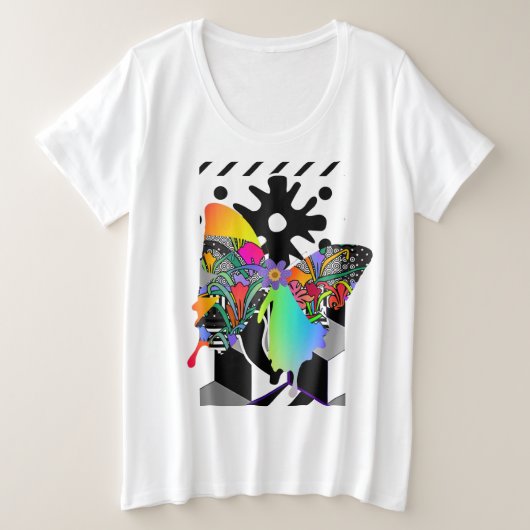 Plus Grootte vrouwelijke vlinderbloemigen Grafisch Grote Maat T-shirt (Design voorkant)