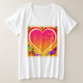 Plus Grootte vrouwen harten Grafisch t-Shirt (Design voorkant)