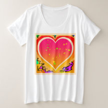 Plus Grootte vrouwen harten Grafisch t-Shirt