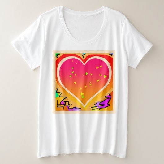Plus Grootte vrouwen harten Grafisch t-Shirt (Design voorkant)
