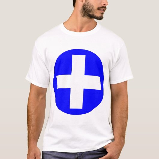 Plus Log in wit met blauw T-shirt (Voorkant)