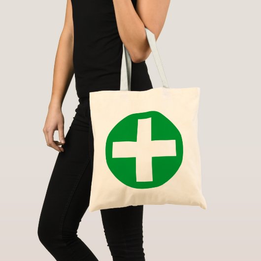 Plus Log in wit met groen Tote Bag (Voorkant (product))