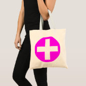 Plus Log in wit met magenta Tote Bag (Voorkant (product))