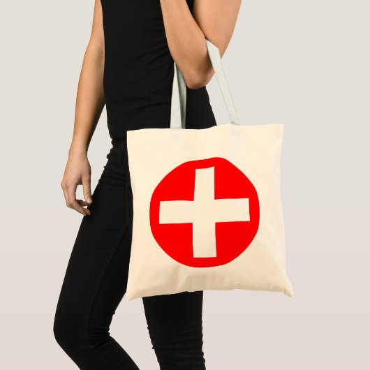 Plus Log in wit met rood Tote Bag (Voorkant (product))