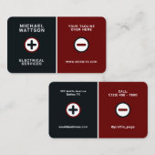 Plus min batterij elektrische stijl visitekaartje (Voorkant / Achterkant)