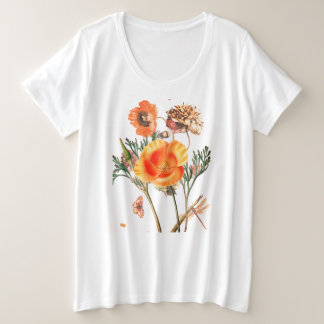 PLUS SIZE KATOENEN T-SHIRT MET PAPAVERS