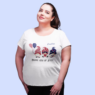 Plus Size Naam 4 juli Gnomen Comfy T-Shirt