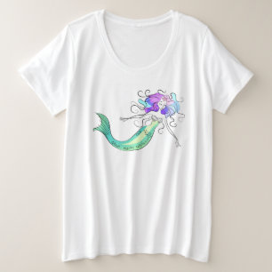Plus Size SSRA Mermaid V-nek T Grote Maat T-shirt