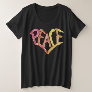 Plus-Size Vredeshart T-shirt - Fel Citroenkleur On