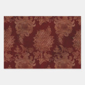 Plush Burgundy Red en Gold Damask Inpakpapier Vel (Voorkant 3)
