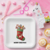 Plush Christmas Stocking Illustration Papieren Bordje (Feest)