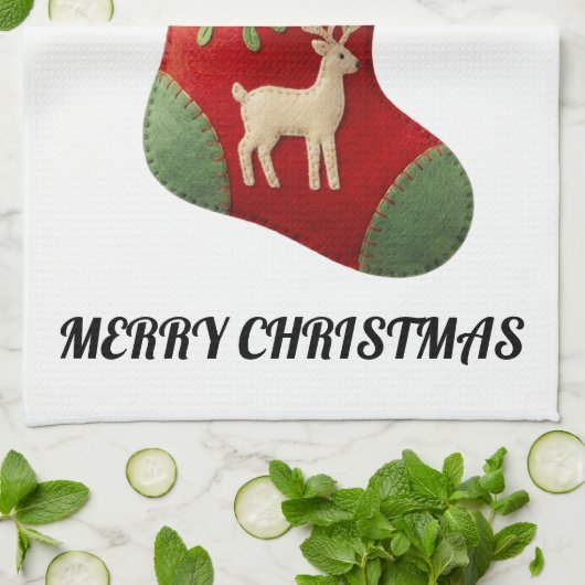 Plush Christmas Stocking Illustration Theedoek (Gevouwen)