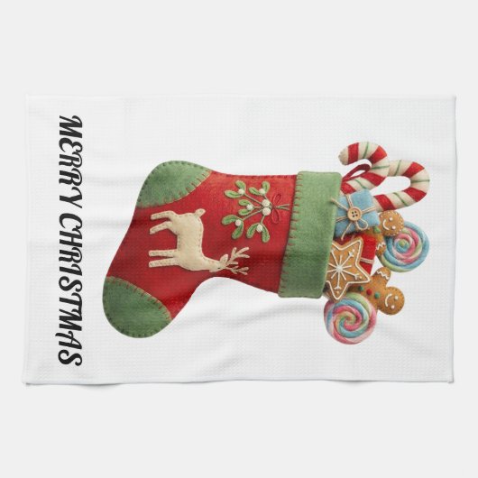 Plush Christmas Stocking Illustration Theedoek (Horizontaal)