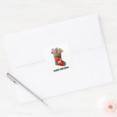 Plush Christmas Stocking Illustration Vierkante Sticker (Envelop)