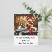 Plush Drunken Rendieren Niet Drinken en rijden Briefkaart (Staand voorkant)