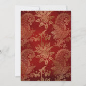 Plush Red and Gold Damask en Lattice Bar Mitzvah Kaart (Achterkant)