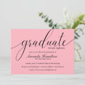 Plush Roze typografie Afstuderen uitnodiging (Staand voorkant)