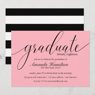 Plush Roze typografie Afstuderen uitnodiging
