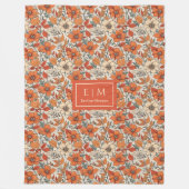 Plush Rusty Tones Sage Olive Autumn Floral Print  Fleece Deken (Voorkant)