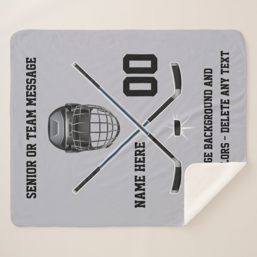 Plush Sherpa Personalized HOCKEY Blankets Sherpa Deken (Voorkant (horizontaal))